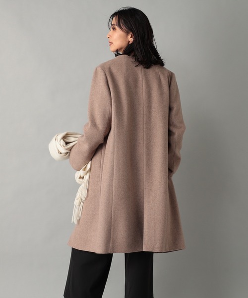 RIVE DROITE（リヴドロワ）の「あらゆるスタイリングにマッチする　ボトルネックジップコート（ノーカラーコート・レディース・モカ/ネイビー/ピンク・FREE）」の10枚目の写真