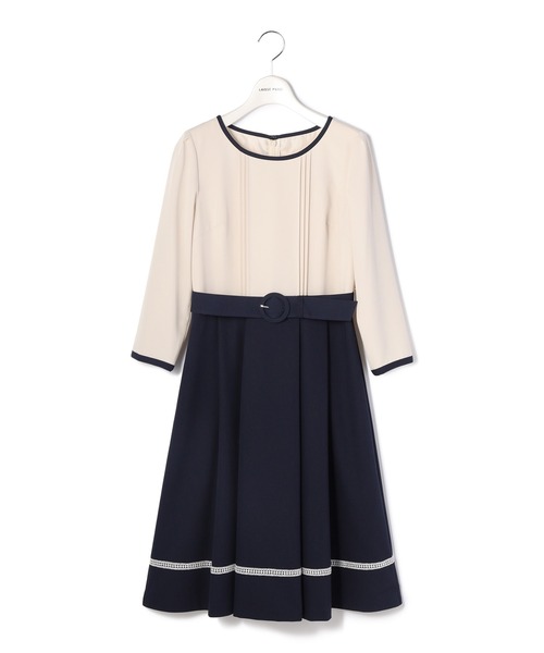 LAISSE PASSE（レッセパッセ）の「ベルト付きバイカラーワンピース 