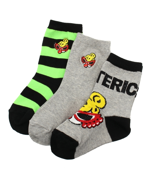 HYSTERIC MINI（ヒステリックミニ）の「Rolling mini “SUPER STAR” 3PソックスSET（ソックス/靴下・キッズ・ピンク/グレー/ブラック・13/19/22/16）」の3枚目の写真