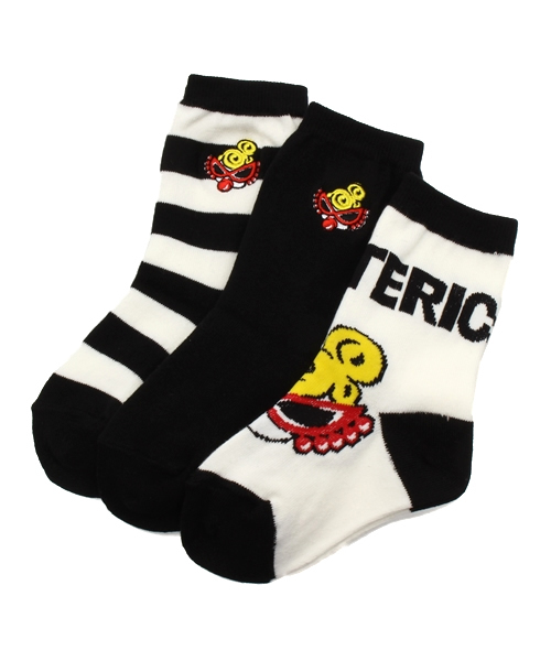 HYSTERIC MINI（ヒステリックミニ）の「Rolling mini “SUPER STAR” 3PソックスSET（ソックス/靴下・キッズ・ピンク/グレー/ブラック・13/19/22/16）」の2枚目の写真