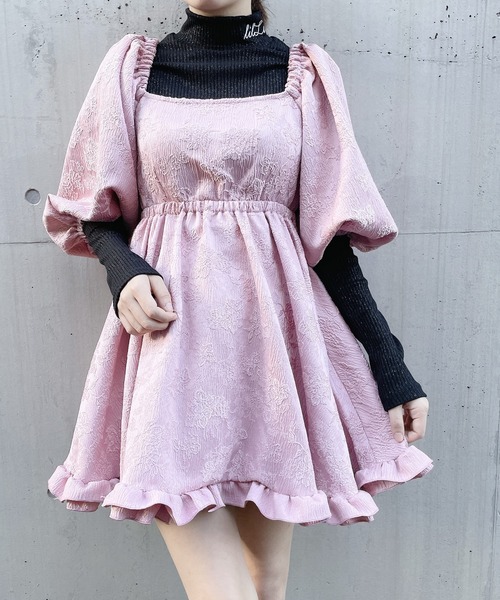 限定品　フラワージャガードチュニック　ピンク　pain シュシュ付き 限定品フラワージャガードチュニックピンクpain シュシュ付き