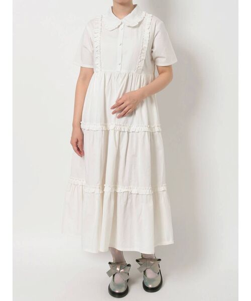 merry jenny（メリージェニー）の「フリルテイアードシャツワンピース（ワンピース・レディース・オフホワイト/ブラック/ブルー・FREE）」の13枚目の写真