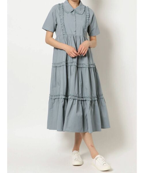 merry jenny（メリージェニー）の「フリルテイアードシャツワンピース（ワンピース・レディース・オフホワイト/ブラック/ブルー・FREE）」の10枚目の写真