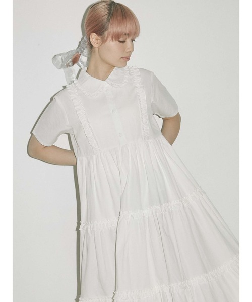merry jenny（メリージェニー）の「フリルテイアードシャツワンピース（ワンピース・レディース・オフホワイト/ブラック/ブルー・FREE）」の7枚目の写真