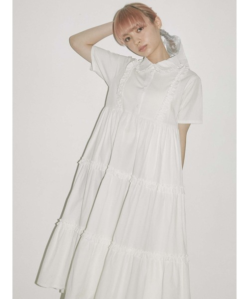 merry jenny（メリージェニー）の「フリルテイアードシャツワンピース（ワンピース・レディース・オフホワイト/ブラック/ブルー・FREE）」の11枚目の写真