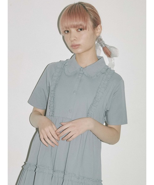 merry jenny（メリージェニー）の「フリルテイアードシャツワンピース（ワンピース・レディース・オフホワイト/ブラック/ブルー・FREE）」の15枚目の写真