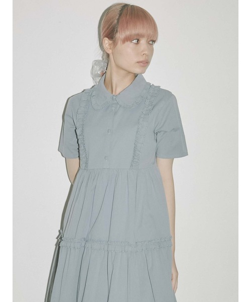 merry jenny（メリージェニー）の「フリルテイアードシャツワンピース（ワンピース・レディース・オフホワイト/ブラック/ブルー・FREE）」の8枚目の写真