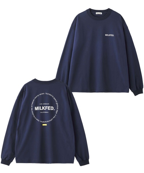 MILKFED.（ミルクフェド）の「WIDE L/S TEE CIRCLE LOGO/ビッグシルエット バックプリント 長袖Tシャツ（Tシャツ/カットソー・レディース・ホワイト/ブラック/ネイビー・ONE SIZE）」の9枚目の写真