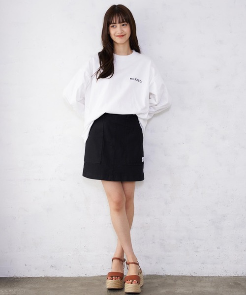 MILKFED.（ミルクフェド）の「WIDE L/S TEE CIRCLE LOGO/ビッグシルエット バックプリント 長袖Tシャツ（Tシャツ/カットソー・レディース・ホワイト/ブラック/ネイビー・ONE SIZE）」の15枚目の写真