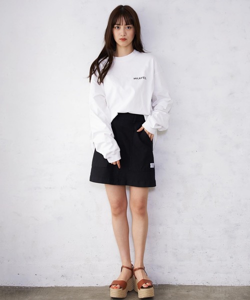 MILKFED.（ミルクフェド）の「WIDE L/S TEE CIRCLE LOGO/ビッグシルエット バックプリント 長袖Tシャツ（Tシャツ/カットソー・レディース・ホワイト/ブラック/ネイビー・ONE SIZE）」の16枚目の写真