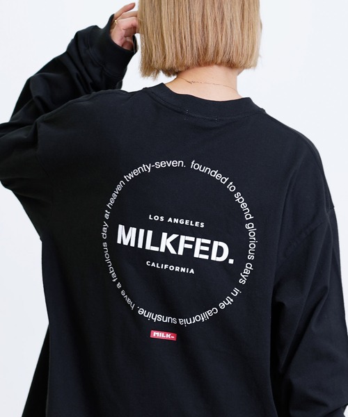 MILKFED.（ミルクフェド）の「WIDE L/S TEE CIRCLE LOGO/ビッグシルエット バックプリント 長袖Tシャツ（Tシャツ/カットソー・レディース・ホワイト/ブラック/ネイビー・ONE SIZE）」の19枚目の写真