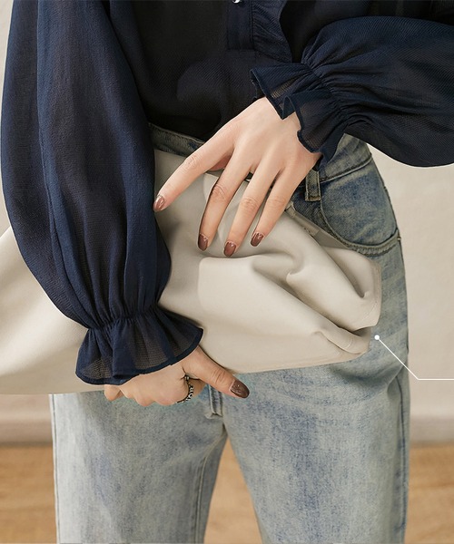 LOPASS(ロパス)の「キャンディースリーブ フリルアップ シャツブラウス(シャツ/ブラウス・レディース・ネイビー・LARGE/MEDIUM)」の18枚目の写真