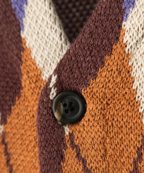 POWER TO THE PEOPLE(パワートゥーザピープル)の「グラニーニットルーズカーディガン/ビッグシルエット/総柄/レトロ(カーディガン/ボレロ・メンズ・パープル/ネイビー/オレンジ/ブラック/ベージュ・M/L/XL)」の14枚目の写真