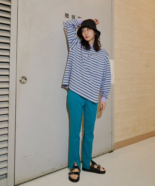 Auntie Rosa Holiday（アンティローザホリデー）の「マルチボーダーBIGロンT（Tシャツ/カットソー・レディース・パープル/オフホワイト/ピンク・FREE）」の11枚目の写真