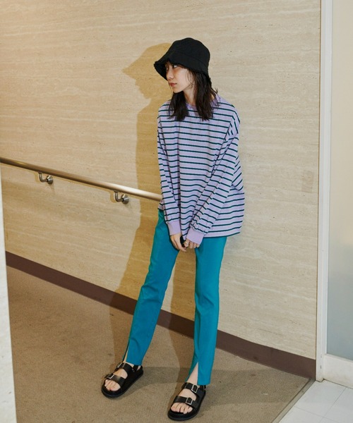 Auntie Rosa Holiday（アンティローザホリデー）の「マルチボーダーBIGロンT（Tシャツ/カットソー・レディース・パープル/オフホワイト/ピンク・FREE）」の12枚目の写真