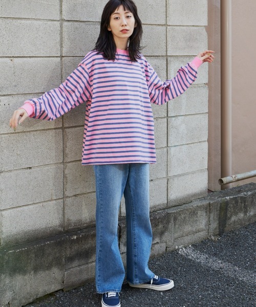 セール】マルチボーダーBIGロンT（Tシャツ/カットソー）｜Auntie