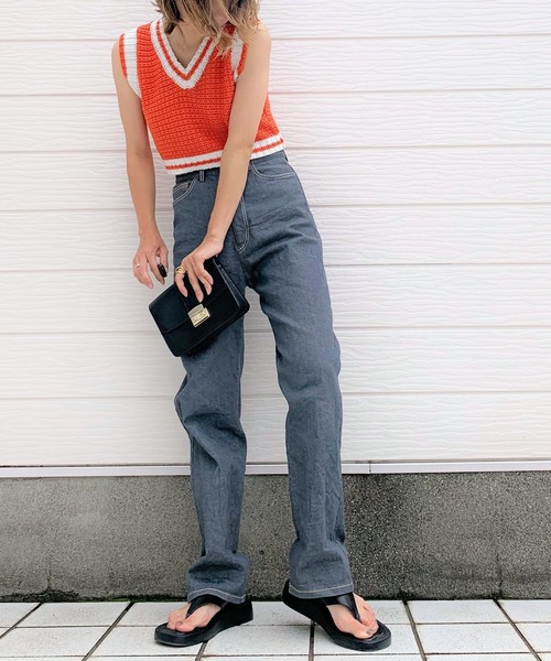 Q（キュー）の「バイカラーミニニットベスト（ベスト・レディース・ブラック/オレンジ・MEDIUM）」の12枚目の写真