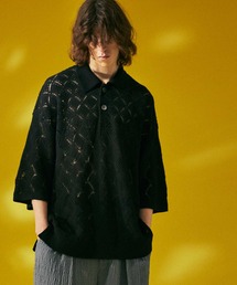 MAISON SPECIAL | 《ユニセックスアイテム》コードヤーンアーガイルレース編みプライムオーバーニットポロシャツ【MAISON SPECIAL/メゾンスペシャル】(ポロシャツ)