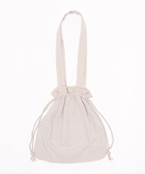 Samansa Mos2（サマンサ モスモス）の「カットワーク刺繍巾着バッグ（ショルダーバッグ・レディース・ブラック/グレー/オフホワイト・ﾌﾘ-）」の9枚目の写真