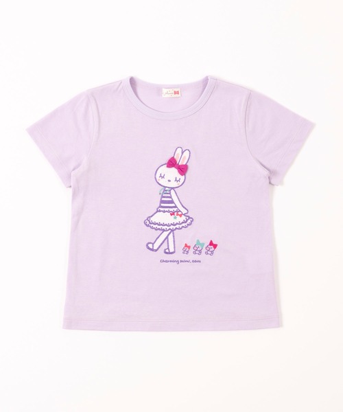 KP(ケーピー)の「【WEB限定】mimiちゃんとpiouちゃんアップリケ刺しゅう半袖Tシャツ(100-160cm)(Tシャツ/カットソー・キッズ・ピンク/パープル/イエロー・120cm/100cm/130cm/150cm/110cm/140cm/160cm)」の1枚目の写真