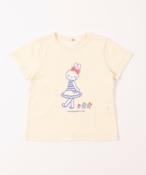 KP(ケーピー)の「【WEB限定】mimiちゃんとpiouちゃんアップリケ刺しゅう半袖Tシャツ(100-160cm)(Tシャツ/カットソー・キッズ・ピンク/パープル/イエロー・120cm/100cm/130cm/150cm/110cm/140cm/160cm)」の4枚目の写真
