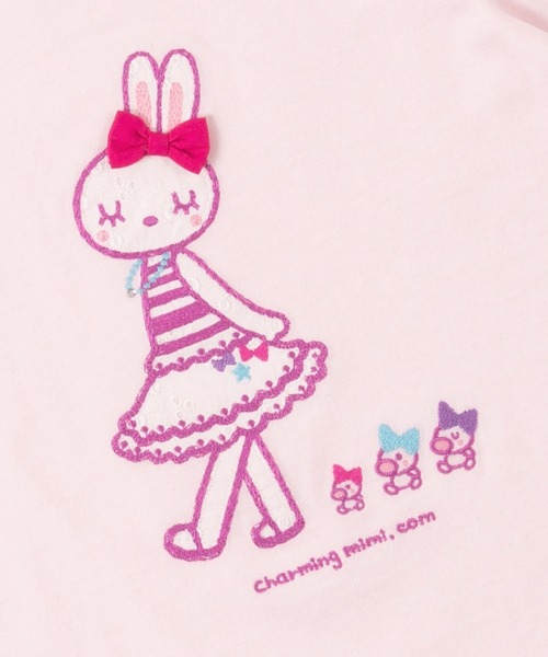 KP(ケーピー)の「【WEB限定】mimiちゃんとpiouちゃんアップリケ刺しゅう半袖Tシャツ(100-160cm)(Tシャツ/カットソー・キッズ・ピンク/パープル/イエロー・120cm/100cm/130cm/150cm/110cm/140cm/160cm)」の7枚目の写真