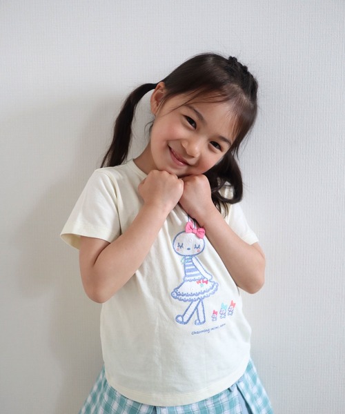 KP(ケーピー)の「【WEB限定】mimiちゃんとpiouちゃんアップリケ刺しゅう半袖Tシャツ(100-160cm)(Tシャツ/カットソー・キッズ・ピンク/パープル/イエロー・120cm/100cm/130cm/150cm/110cm/140cm/160cm)」の10枚目の写真