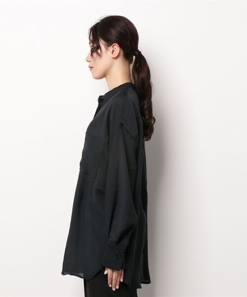 HONEYSUCKLE ROSE（ハニーサックルローズ）の「【HONEYSUCKLE ROSE】シアーシャツ（シャツ/ブラウス・レディース・ブラック/ブルー/グレー・M/L）」の4枚目の写真