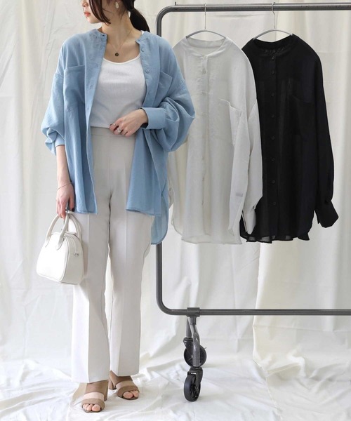 HONEYSUCKLE ROSE（ハニーサックルローズ）の「【HONEYSUCKLE ROSE】シアーシャツ（シャツ/ブラウス・レディース・ブラック/ブルー/グレー・M/L）」の18枚目の写真