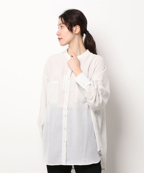 HONEYSUCKLE ROSE（ハニーサックルローズ）の「【HONEYSUCKLE ROSE】シアーシャツ（シャツ/ブラウス・レディース・ブラック/ブルー/グレー・M/L）」の8枚目の写真