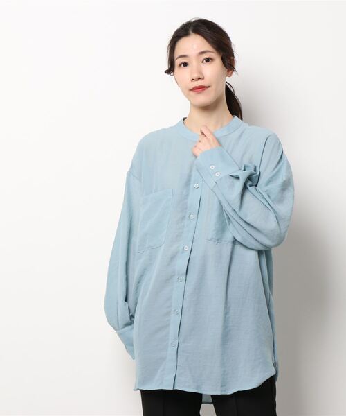 HONEYSUCKLE ROSE（ハニーサックルローズ）の「【HONEYSUCKLE ROSE】シアーシャツ（シャツ/ブラウス・レディース・ブラック/ブルー/グレー・M/L）」の6枚目の写真