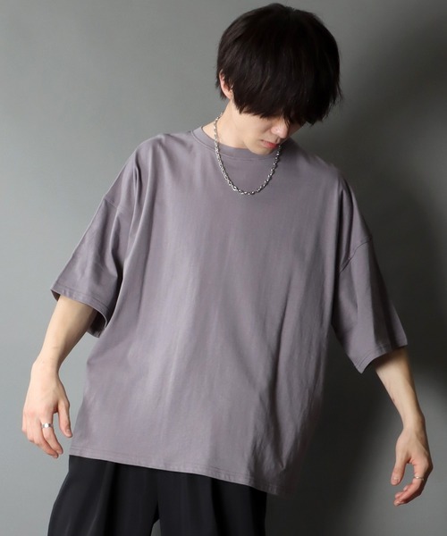 SITRY(シトリー)の「Big silhouette light weight T-shirt/ビッグシルエット ライトウェイト 半袖 Tシャツ(Tシャツ/カットソー・メンズ・チャコールグレー/ブラック/パープル/オフホワイト/マスタード/グレイッシュブルー・M/L)」の5枚目の写真