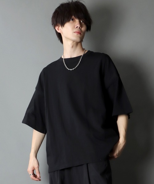 SITRY(シトリー)の「Big silhouette light weight T-shirt/ビッグシルエット ライトウェイト 半袖 Tシャツ(Tシャツ/カットソー・メンズ・チャコールグレー/ブラック/パープル/オフホワイト/マスタード/グレイッシュブルー・M/L)」の2枚目の写真