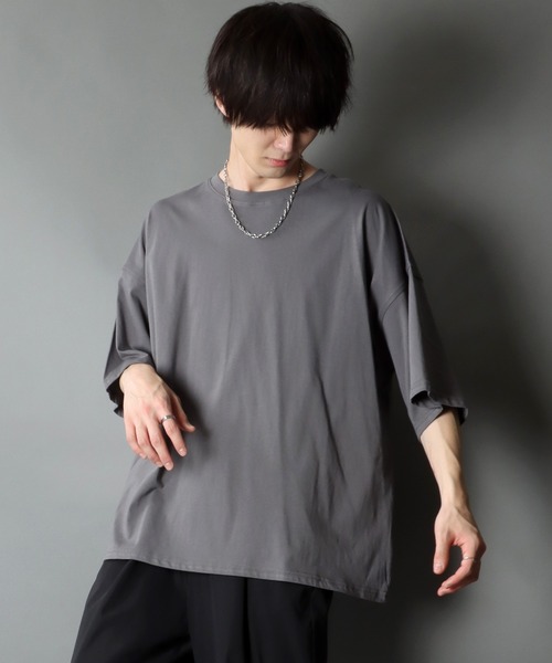 SITRY(シトリー)の「Big silhouette light weight T-shirt/ビッグシルエット ライトウェイト 半袖 Tシャツ(Tシャツ/カットソー・メンズ・チャコールグレー/ブラック/パープル/オフホワイト/マスタード/グレイッシュブルー・M/L)」の20枚目の写真