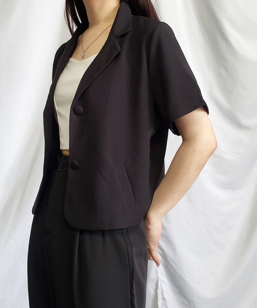 me+em select（ミームセレクト）の「【 ５色展開 】半袖ショートテーラードジャケット（テーラードジャケット・レディース・キャメル/ミント/ブラック/ブルー/ホワイト・FREE）」の20枚目の写真