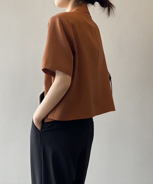 me+em select（ミームセレクト）の「【 ５色展開 】半袖ショートテーラードジャケット（テーラードジャケット・レディース・キャメル/ミント/ブラック/ブルー/ホワイト・FREE）」の13枚目の写真