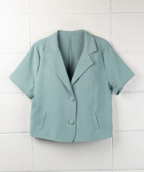 me+em select（ミームセレクト）の「【 ５色展開 】半袖ショートテーラードジャケット（テーラードジャケット・レディース・キャメル/ミント/ブラック/ブルー/ホワイト・FREE）」の18枚目の写真