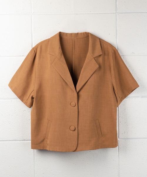 超美品 MIESROHE ブラウン 半袖テーラードジャケット Sサイズ ミニミニストア miniministore 半袖テーラードジャケット