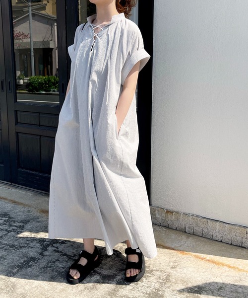 サッカー地レースアップワンピース ワンピース Spick ワンピース Span スピックアンドスパン