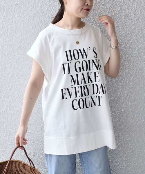 SHIPS(シップス)の「*ラグランフレンチスリーブロゴTEE◆(Tシャツ/カットソー・レディース・チャコールグレー/ライトホワイト/オレンジ/ライトオリーブ・ONE SIZE)」の2枚目の写真