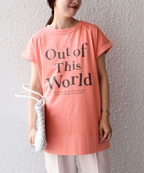 SHIPS(シップス)の「*ラグランフレンチスリーブロゴTEE◆(Tシャツ/カットソー・レディース・チャコールグレー/ライトホワイト/オレンジ/ライトオリーブ・ONE SIZE)」の4枚目の写真