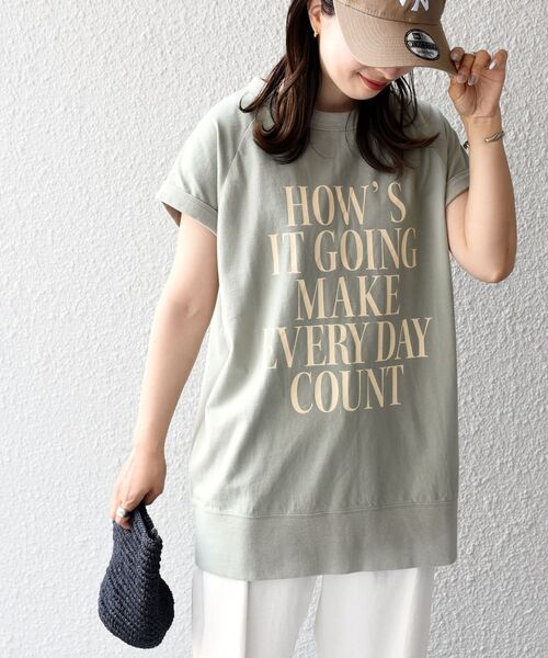 SHIPS(シップス)の「*ラグランフレンチスリーブロゴTEE◆(Tシャツ/カットソー・レディース・チャコールグレー/ライトホワイト/オレンジ/ライトオリーブ・ONE SIZE)」の1枚目の写真