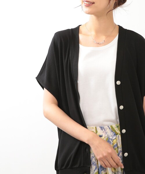 DRESKIP（ドレスキップ）の「◆ゆるVネック カーディガン（カーディガン/ボレロ・レディース・ライトブルー/ブラック/オフホワイト/オレンジ・00）」の3枚目の写真