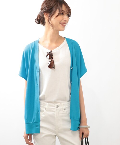 DRESKIP（ドレスキップ）の「◆ゆるVネック カーディガン（カーディガン/ボレロ・レディース・ライトブルー/ブラック/オフホワイト/オレンジ・00）」の20枚目の写真