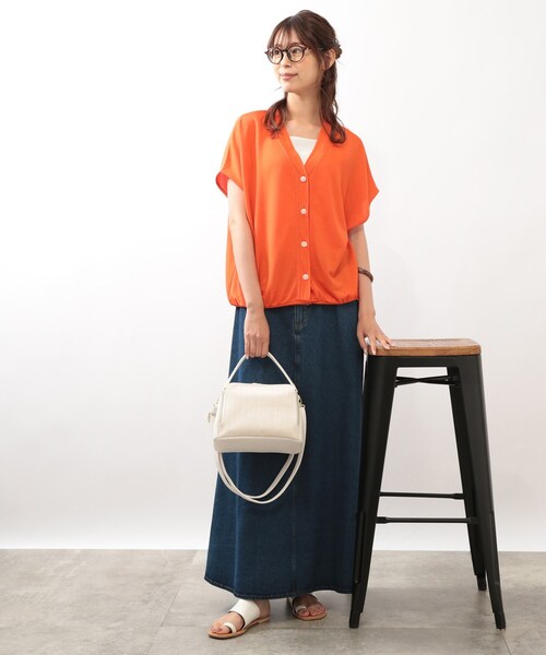 DRESKIP（ドレスキップ）の「◆ゆるVネック カーディガン（カーディガン/ボレロ・レディース・ライトブルー/ブラック/オフホワイト/オレンジ・00）」の17枚目の写真