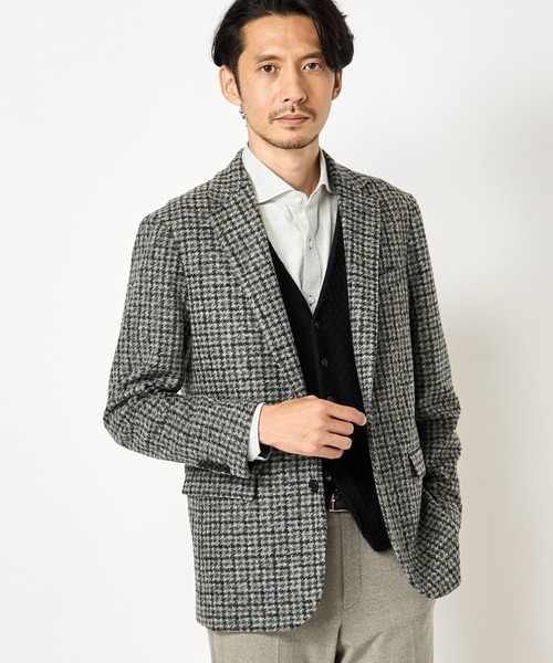 CROWDED CLOSET(クラウデッドクローゼット)の「スライバーチェックジャガードジャケット(スーツジャケット・メンズ・グレー/マスタード・03/02)」の2枚目の写真