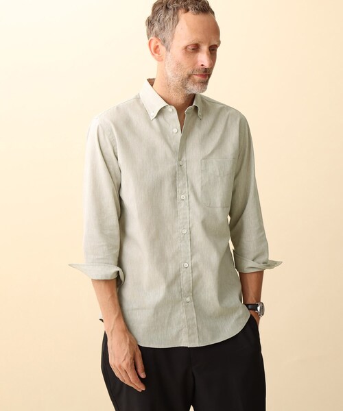 セール Sサイズ リネン ボタンダウン 7分袖シャツ シャツ ブラウス Takeo Kikuchi タケオキクチ のファッション通販 Zozotown