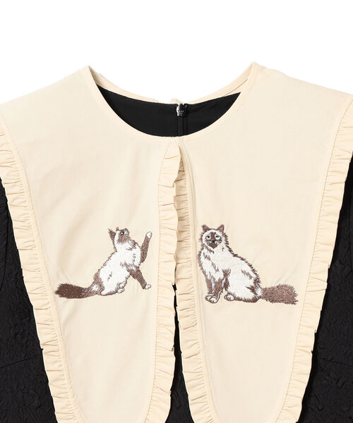 mmts（マミタス）の「mmts / 猫刺繍 襟付き ワンピース（ワンピース