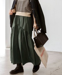 BONLECILL | アシメギャザーデザイン フレアロングスカート(スカート)