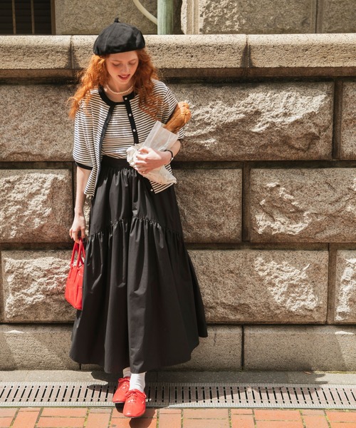 アシメギャザーデザイン フレアロングスカート（スカート）｜BONLECILL